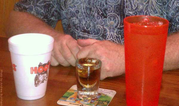 Hooters bourbon and water